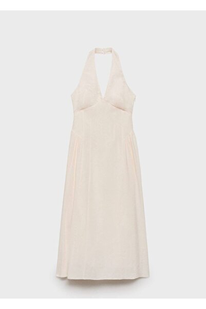 MANGO Woman Halter yaka keten elbise