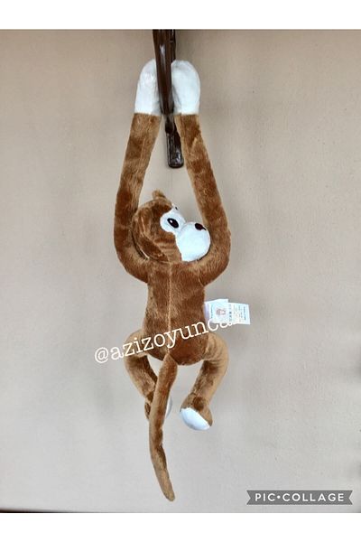 AZİZ OYUNCAK 70 cm Light Brown Colored Plush Monkey Puppet with Velcro Hands, a Special Wonderful Gift for Your Loved Ones