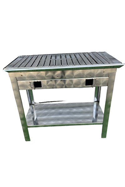 TOPSÖKEN Kömürlü Mangal Paslanmaz 28 x 50 Cm Sehpalı Havalandırma Ayarlı