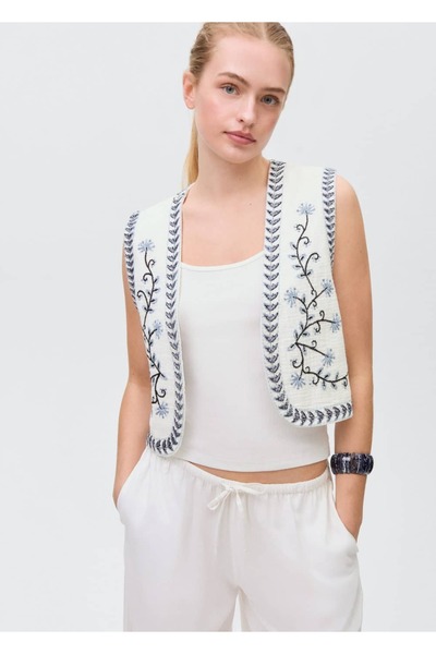 Mango Teen Вишитий квітковим орнаментом жилет