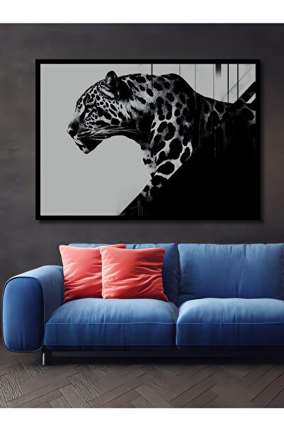 Teona Ahşap Soyut Leopar Siyah Beyaz Ahşap Dekoratif Dikdörtgen Salon/Ofis/Ev...