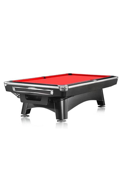 YALLA HomeGym Competition 9 Feet Marble Slate Billiard Pool Table, Ball Return System, BLACK & RED