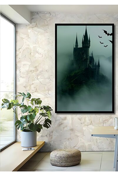 Teona Ahşap Hogwarts Şatosu Sisli Atmosfer Ahşap Dekoratif Dikdörtgen Salon/O...