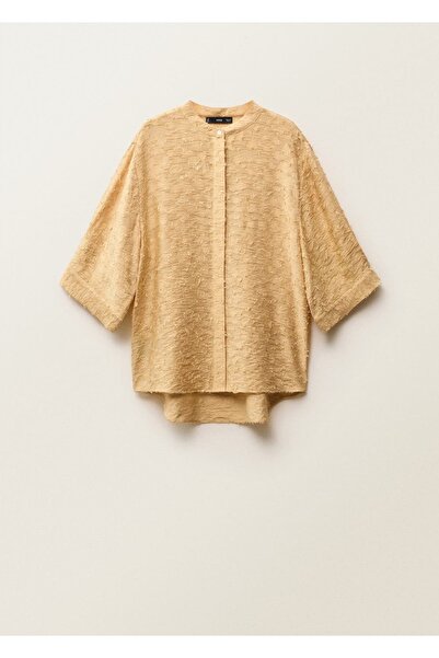 MANGO Woman Geniş kesim dokuma gömlek