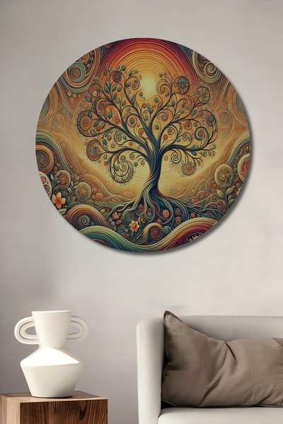 Teona Ahşap Yağlı Boya Görünümlü Hayat Ağacı Modern Sanat Ahşap Dekoratif Yuv...
