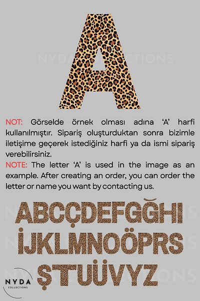 Nyda Collections Γυναικείο μπλουζάκι με κοντό μανίκι με λαιμόκοψη Leopard A Letter με στάμπα από βαμβακερό oversize