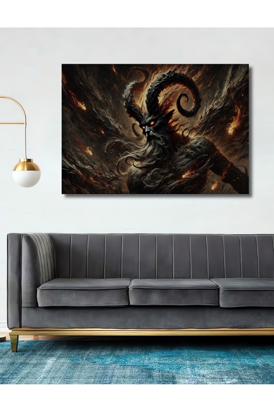 Teona Ahşap Karanlık Lucifer Yağlı Boya Görünümlü Ahşap Dekoratif Dikdörtgen ...