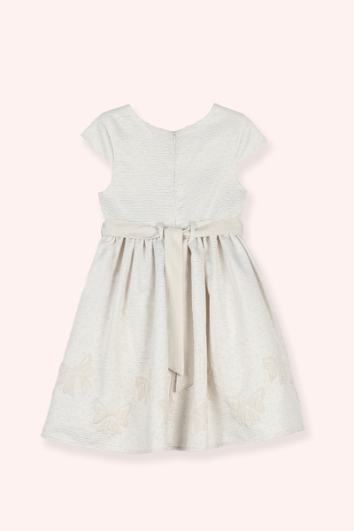 Panço Kız Çocuk Kısa Kollu Parti Bej Elbisesi