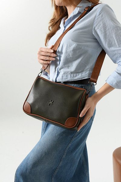 Getcho Dalot Women's Green Pu Leather Daily Shoulder Bag Large Volume Crossbody Bag with Adjustable Strap