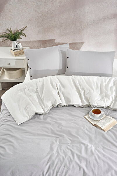 PASIONI طقم غطاء لحاف فردي رمادي ناعم مزدوج الوجه