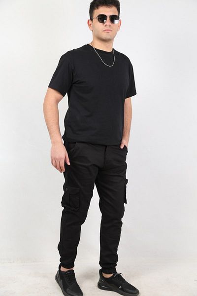 Ofzensport Black Color Gusseted Leg Cargo Pants