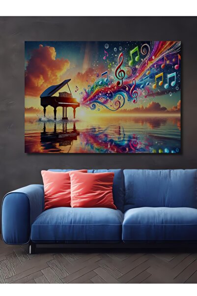 Teona Ahşap Piyano Renk Senfonisi Yağlı Boya Görünümlü Ahşap Dekoratif Dikdör...