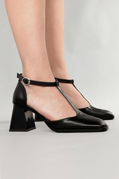 Lio Shoes Pantofi cu toc negru pentru femei cu vârf pătrat și talpă TPU - KSYHC105