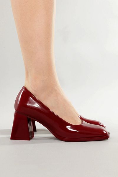 Lio Shoes Pantofi cu toc din piele lacuita de dama bordei KBRDR100 - Talpa TPU cu varf patrat