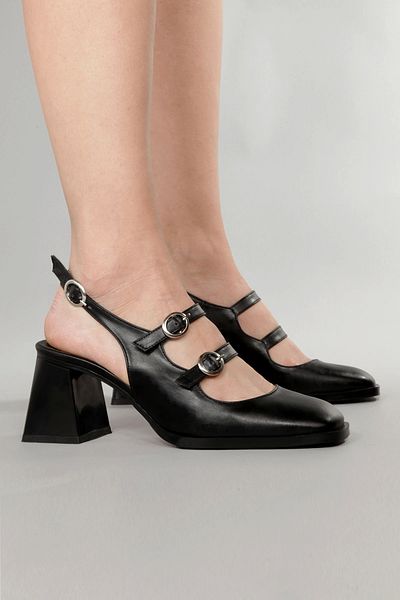 Lio Shoes Pantofi cu toc negru pentru femei, cu vârf pătrat, talpă TPU KSYHC103