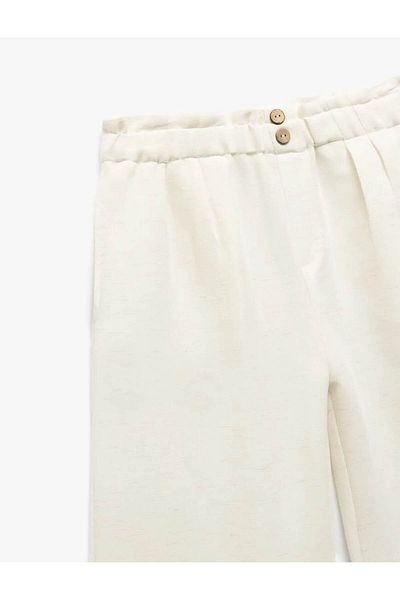Koton Basic Trousers in Linen and Viscose Blend with Elastic Waist