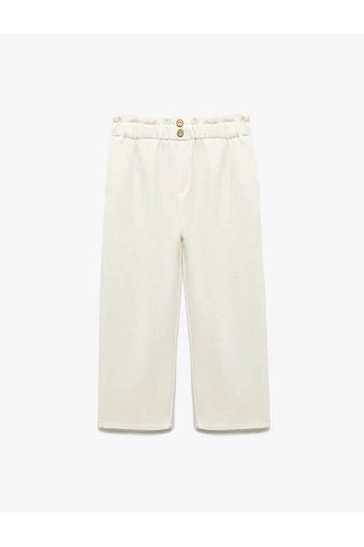 Koton Basic Trousers in Linen and Viscose Blend with Elastic Waist
