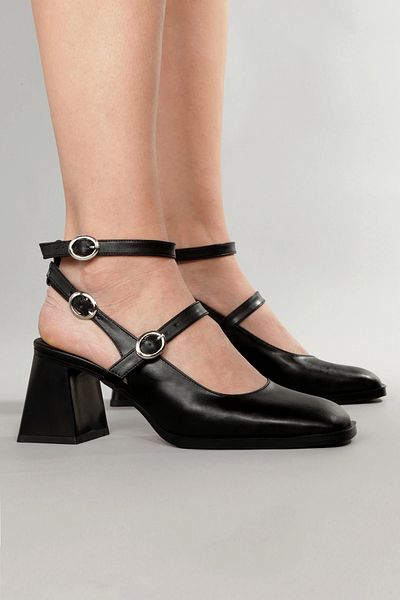Lio Shoes Tocuri înalte negre pentru femei - Talpă TPU cu vârf pătrat KSYHC102