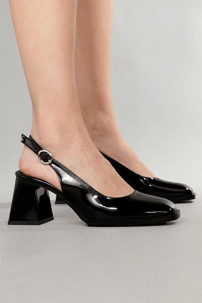 Lio Shoes Pantofi cu toc din piele neagră pentru femei, cu vârf pătrat, talpă TPU KSYHR101