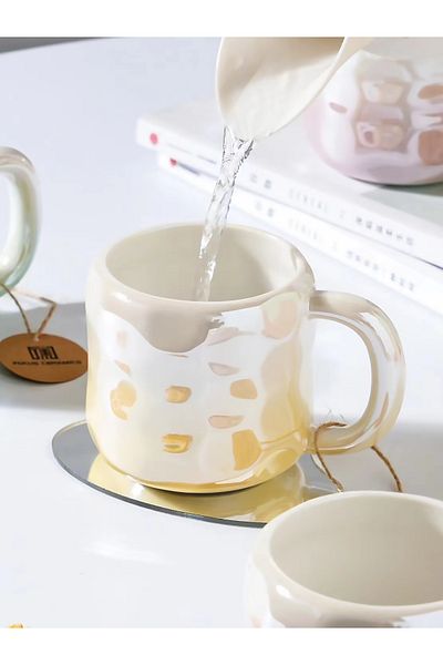 MUKKO HOME 400 ml Elegant Glossy Porcelain Mug Pearlescent Stylish Design, Daily Use and Special Gift Option