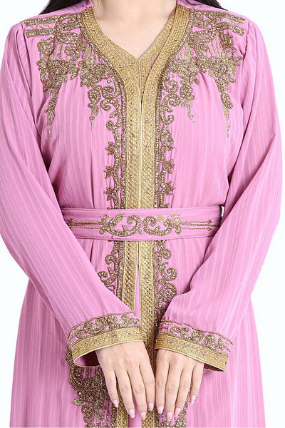 IKKXA Handcrafted Embellished Pink Kaftan IKW1090