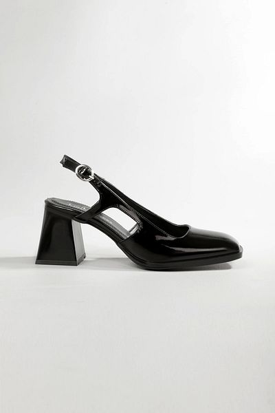 Lio Shoes Pantofi cu toc din piele neagră pentru femei, cu vârf pătrat, talpă TPU KSYHR104