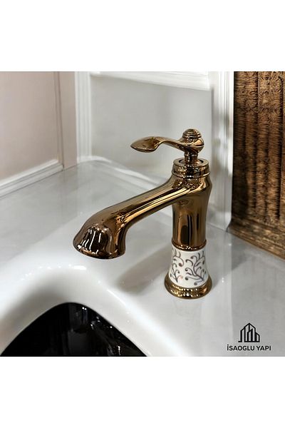 İSAOĞLU YAPI Bronze Basin Faucet Copper Vintage Fixture Country Classic Fixture