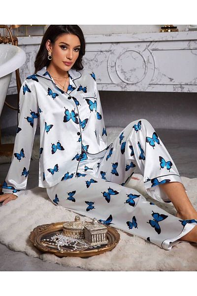 Amur Set de pijamale pentru femei cu guler de cămașă