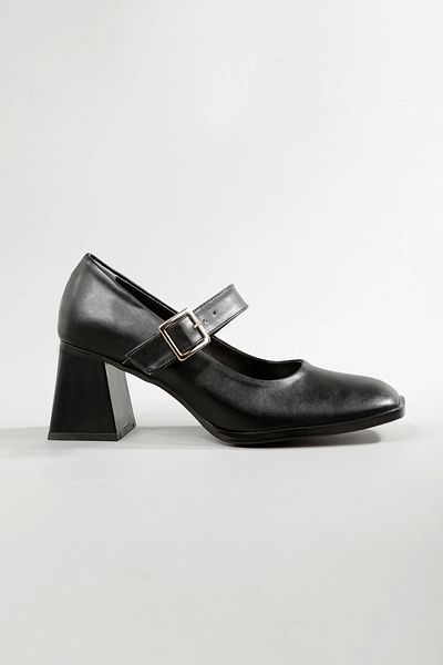 Lio Shoes Pantofi de damă cu toc negru, cu vârf pătrat, cu cataramă, talpă TPU KSYHCB100
