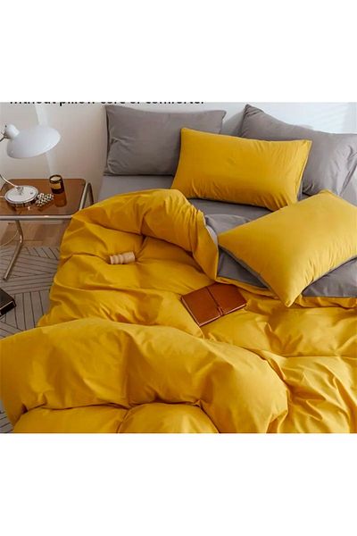 Eponj Home Easy Ülü Set - Duvet Cover - Double - Maxi Yellow-Grey