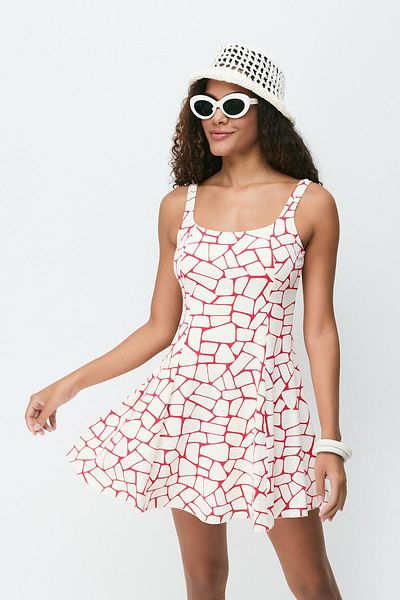 C&City Kleid Badeanzug 7783 Ecru/Rot