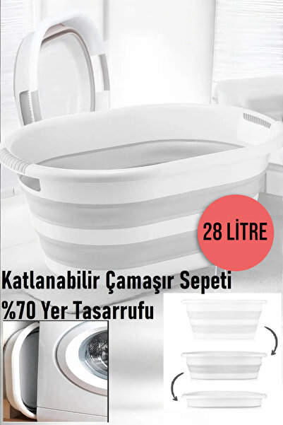 CocoVia 28 Litre Katlanabilir Çamaşır Sepeti - Akordiyon Çamaşır Selesi - Oyu...