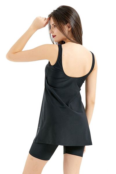 C&City Strumpfhosen-Kleid-Badeanzug C14380 Schwarz/Mehrfarbig