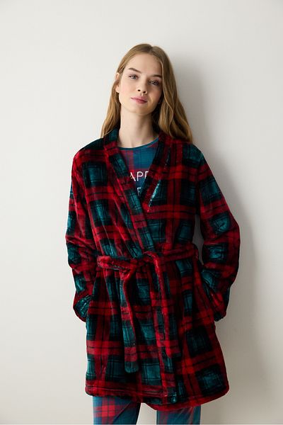 Penti Ny Checked Soft Multicolor Dressing Gown