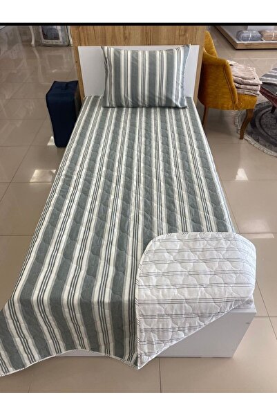 DENİZLİ ÇEYİZ Çift Taraflı Tek Kişilik Kapitone Pike Yatak Örtüsü Takımı
