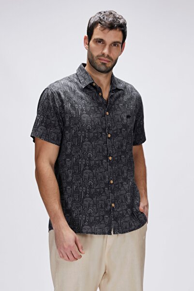 Bad Bear Merle black short sleeve Printed men's shirt