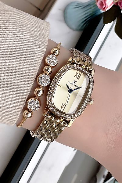 Daniel Klein Women Wrist Watch 3 Atm Waterproof Gold Color Steel Band Cbk06