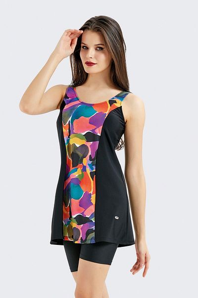 C&City Rochie dresuri Costum de baie C14384 Negru/Multicolor