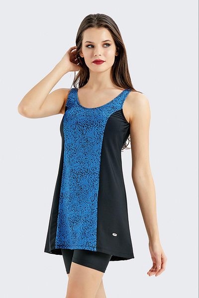 C&City Rochie dresuri Costum de baie C14384 Negru/Sax