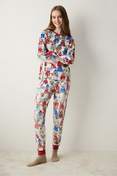 Penti Happy Dogs Fuzzy Multicolor Pants Pajama Set
