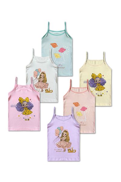 GizaKids 95% Cotton Girls' Undershirt Undershirt Underwear Set of 6