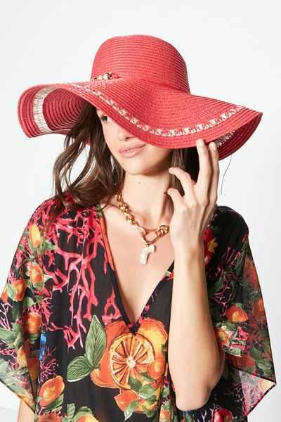 C&City Straw Beach Hat Y23730-04 Fuchsia