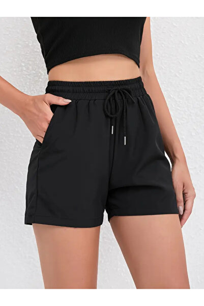 yx yustex sport شورت نسائي موسمي مريح من الليكرا الأسود قابل للتمدد وممتص للعرق