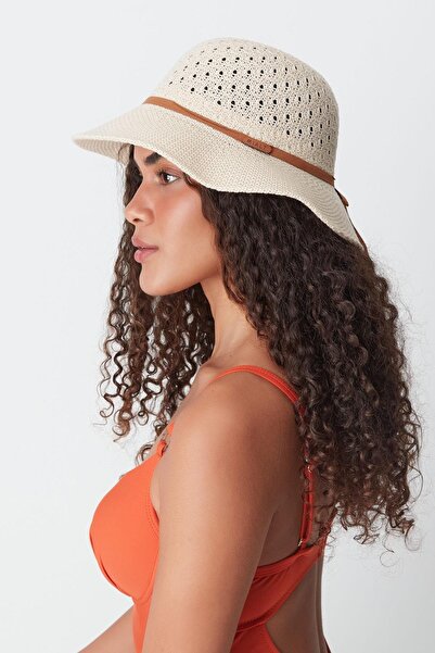 C&City Mercerized Medium Beige Beach Hat - T24740-15