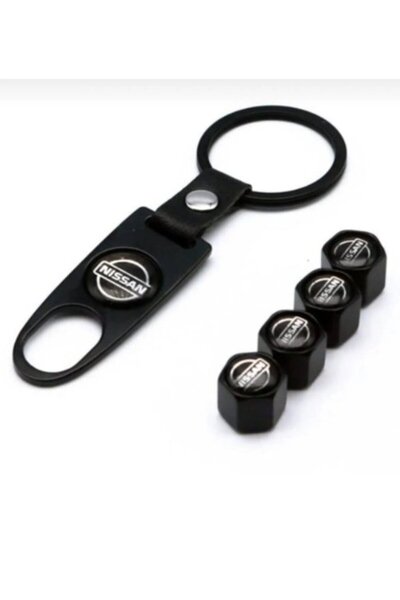 STİLİX GARAGE Logo Nissan din PLASTIC, 4 capace de supapă și 1 breloc