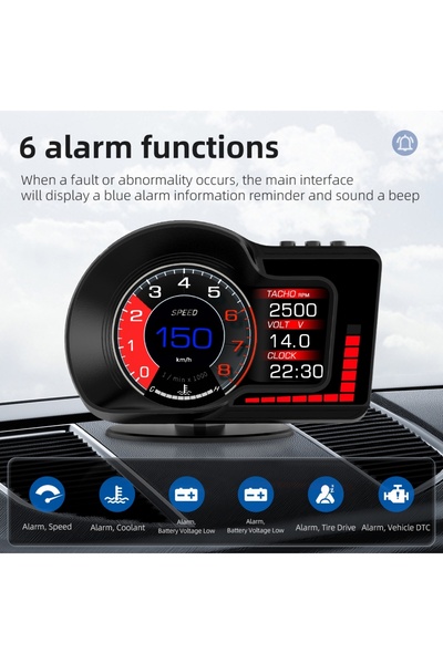 Genel Markalar F15 HUD OBD Gelişmiş Fonksiyonlu Araç Veri Ekranı Head Up Display