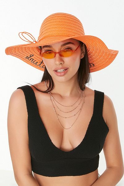 C&City Straw Beach Hat Y87300-29 Salmon