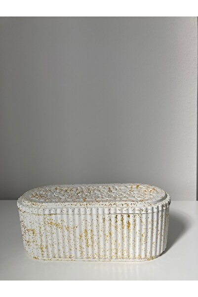 NurEra Design Decorative Gold & Silver Gilded Gift Box with Ellipse Lid