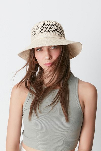 C&City Mercerisierter Creme-Strandhut - T24740-16
