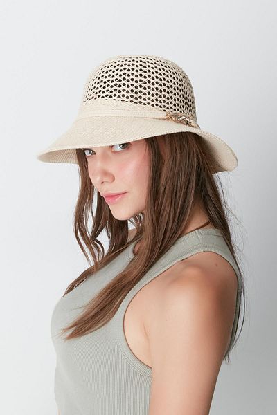 C&City Mercerisierter Creme-Strandhut - T24740-16